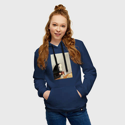 Женская толстовка-худи Каонаси чаепитие / Тёмно-синий – фото 3