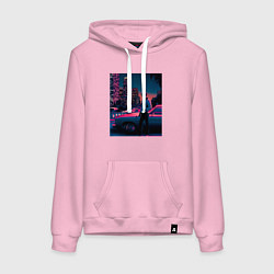 Толстовка-худи хлопковая женская Drive poster, цвет: светло-розовый