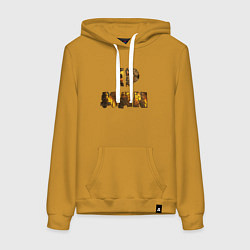 Толстовка-худи хлопковая женская IP Man gold, цвет: горчичный