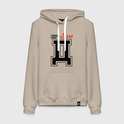 Толстовка-худи хлопковая женская Дарья человек с большой буквы, цвет: миндальный