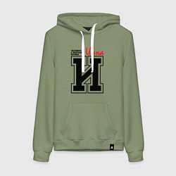 Толстовка-худи хлопковая женская Инна человек с большой буквы, цвет: авокадо