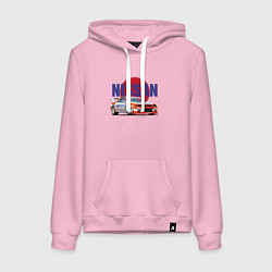 Толстовка-худи хлопковая женская Nissan Skyline GTR 32, цвет: светло-розовый