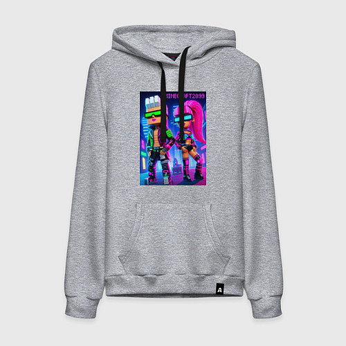 Женская толстовка-худи Barbie and Ken - Minecraft 2099 ai art collaborati / Меланж – фото 1