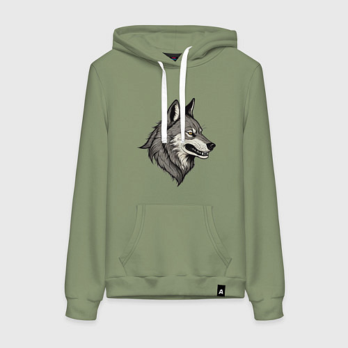 Женская толстовка-худи Рисунок волка / Авокадо – фото 1