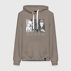 Толстовка-худи хлопковая женская Ведьма и чудовище, цвет: утренний латте