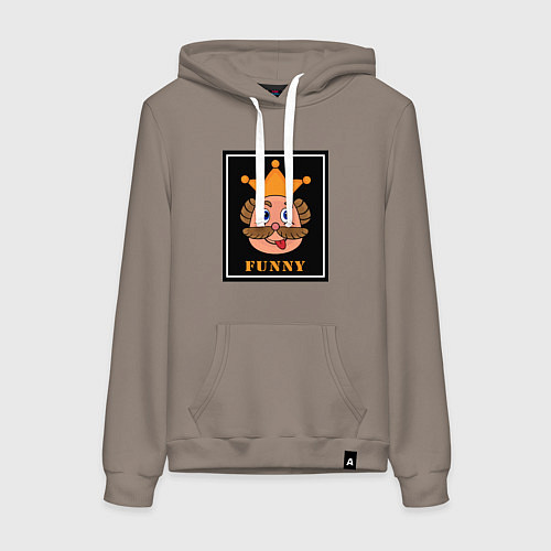 Женская толстовка-худи Веселый король смайликов - Funny king emoji / Утренний латте – фото 1