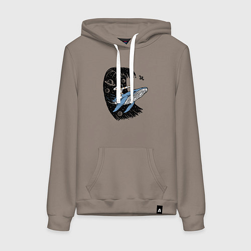 Женская толстовка-худи Космонавт и кит / Утренний латте – фото 1