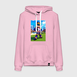 Толстовка-худи хлопковая женская Jotaro Kujo and Minecraft - collaboration, цвет: светло-розовый
