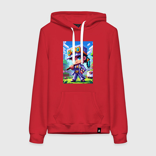 Женская толстовка-худи Джотаро Куджо и Майнкрафт - коллаба нейросеть / Красный – фото 1