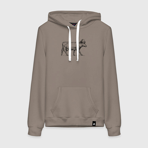 Женская толстовка-худи Корова новогодняя / Утренний латте – фото 1