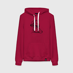 Толстовка-худи хлопковая женская Новогодняя корова, цвет: маджента