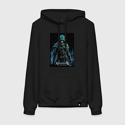 Толстовка-худи хлопковая женская Assassins creed в капюшоне, цвет: черный