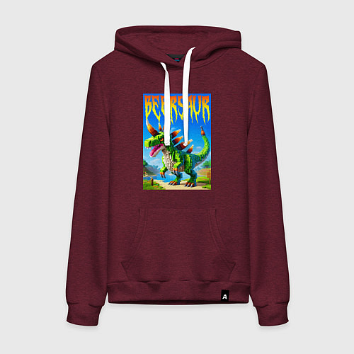 Женская толстовка-худи Пивозавр - мем нейросеть Майнкрафт / Меланж-бордовый – фото 1