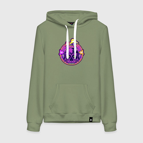 Женская толстовка-худи Череп и грибочки / Авокадо – фото 1