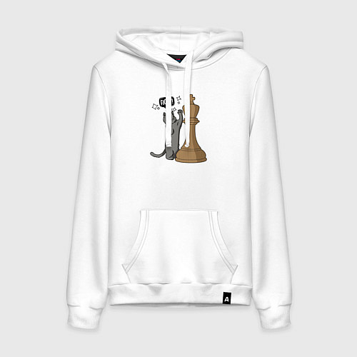 Женская толстовка-худи Кот Джексон и шахматный король / Белый – фото 1