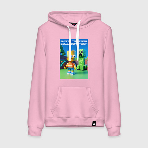 Женская толстовка-худи Bart and Creeper - collaboration ai art / Светло-розовый – фото 1