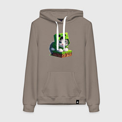 Толстовка-худи хлопковая женская Kitten creeper collaboration - ai art, цвет: утренний латте