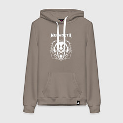 Толстовка-худи хлопковая женская Megadeth rock panda, цвет: утренний латте