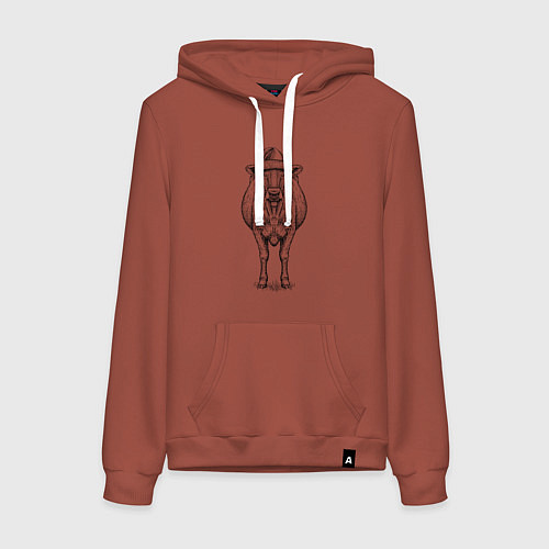 Женская толстовка-худи Новогодняя корова анфас / Кирпичный – фото 1