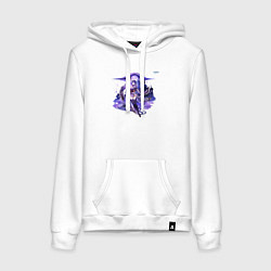 Толстовка-худи хлопковая женская Сёгун Райдэн из Геншин Импакт, цвет: белый
