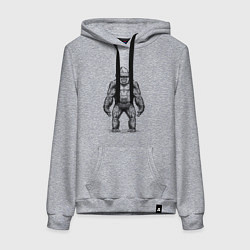 Толстовка-худи хлопковая женская Новогодняя горилла, цвет: меланж