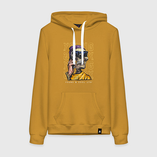 Женская толстовка-худи Скелет - вечно молодой / Горчичный – фото 1
