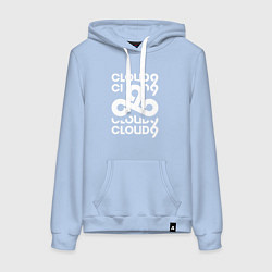 Толстовка-худи хлопковая женская Cloud9 - in logo, цвет: мягкое небо