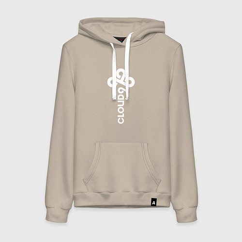 Женская толстовка-худи Cloud9 - vertical logo / Миндальный – фото 1