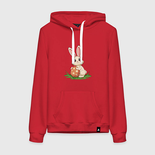 Женская толстовка-худи Пасхальный кролик и пасхальное яйцо / Красный – фото 1