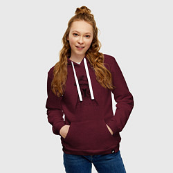 Толстовка-худи хлопковая женская Петух в новогодней шапке, цвет: меланж-бордовый — фото 2
