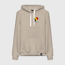 Толстовка-худи хлопковая женская Im Belgian - motto, цвет: миндальный