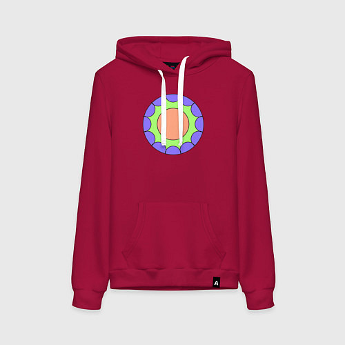 Женская толстовка-худи Салатовая звезда с окружностями / Маджента – фото 1