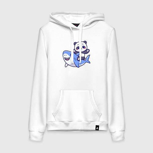 Женская толстовка-худи Панда и акула / Белый – фото 1