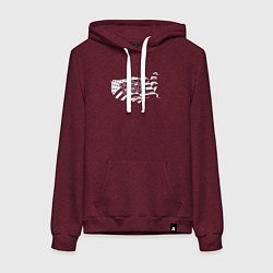 Толстовка-худи хлопковая женская Карта США, цвет: меланж-бордовый