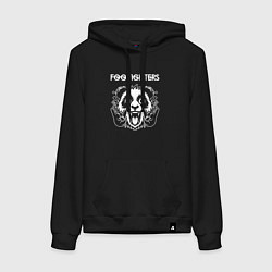 Толстовка-худи хлопковая женская Foo Fighters rock panda, цвет: черный
