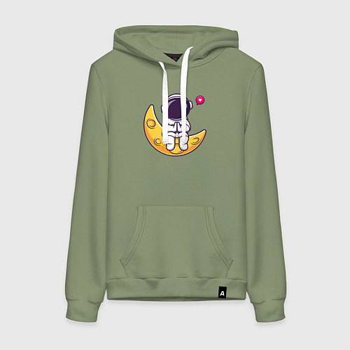 Женская толстовка-худи Луна и астронавт / Авокадо – фото 1