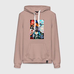 Толстовка-худи хлопковая женская Re:Zero Субару Нацуки, цвет: пыльно-розовый