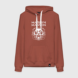 Толстовка-худи хлопковая женская Marilyn Manson rock panda, цвет: кирпичный