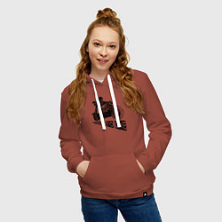 Толстовка-худи хлопковая женская Байкер на мотоцикле - череп, цвет: кирпичный — фото 2