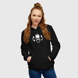 Толстовка-худи хлопковая женская Skater death, цвет: черный — фото 2