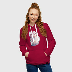 Толстовка-худи хлопковая женская Милый во Франксе Zero Two, цвет: маджента — фото 2