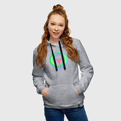 Толстовка-худи хлопковая женская Кольца окружностей с треугольником, цвет: меланж — фото 2