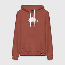 Толстовка-худи хлопковая женская Йога овечки, цвет: кирпичный