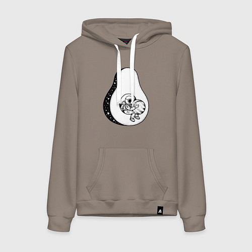 Женская толстовка-худи Космонавт и авокадо / Утренний латте – фото 1