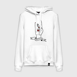 Толстовка-худи хлопковая женская Рок - девичник, цвет: белый