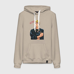 Толстовка-худи хлопковая женская Эйкити Онидзука учитель, цвет: миндальный