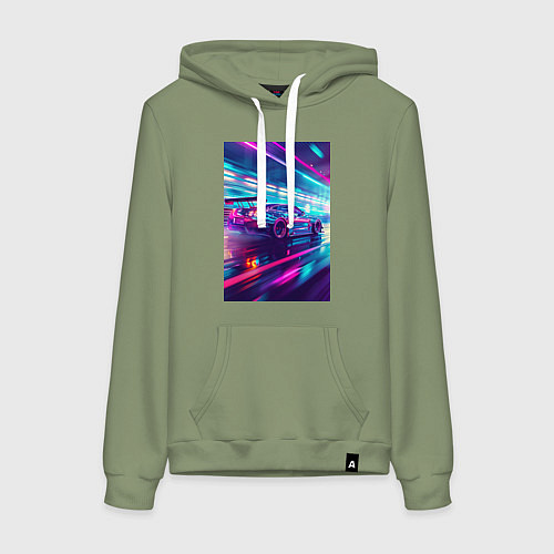 Женская толстовка-худи Nissan Skyline GT-R на скорости / Авокадо – фото 1