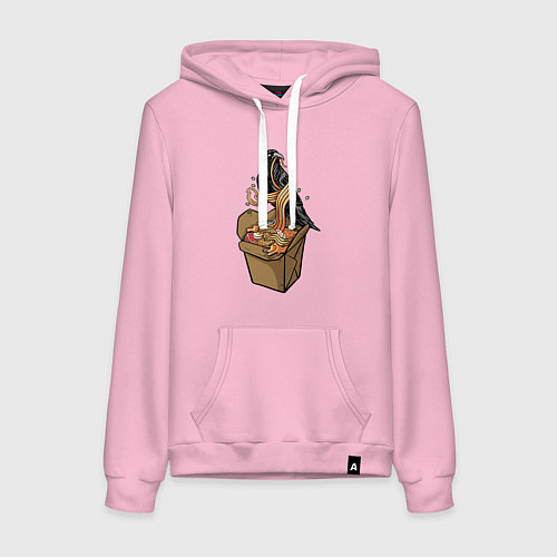 Женская толстовка-худи Ворон и лапша / Светло-розовый – фото 1