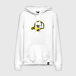 Толстовка-худи хлопковая женская Кепка утка, цвет: белый