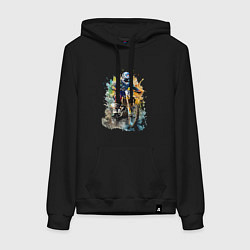 Толстовка-худи хлопковая женская Мотокросс, цвет: черный